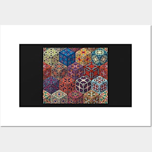 Mandala Geometric Cube Pattern Posters and Art